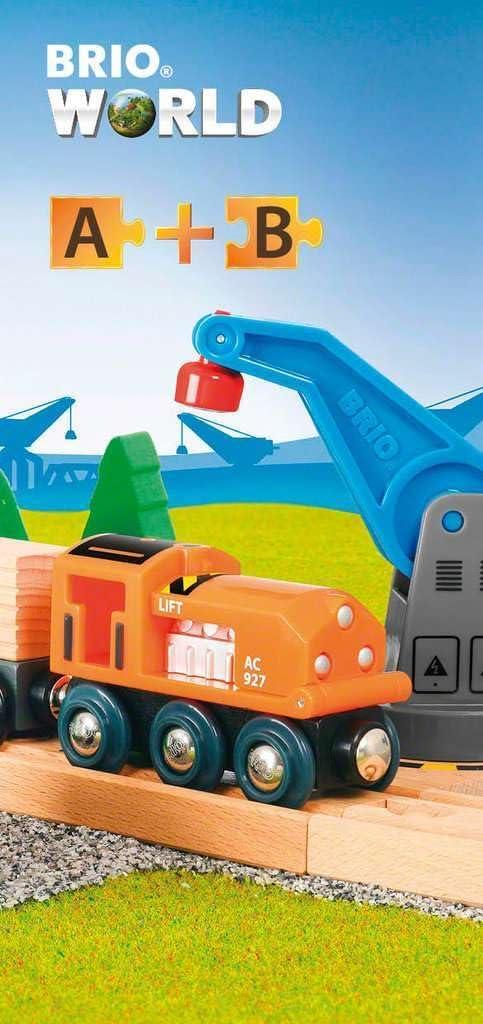 imageBRIO Starter LiftampLoad Set Wooden Toy Train Durable Child Safe Encourages Creativity Compatible with All Wooden Railway Sets Includes Engine Lorry Wagon Track and More