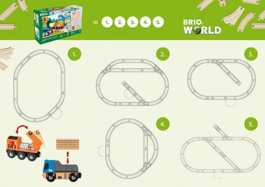 imageBRIO Starter LiftampLoad Set Wooden Toy Train Durable Child Safe Encourages Creativity Compatible with All Wooden Railway Sets Includes Engine Lorry Wagon Track and More