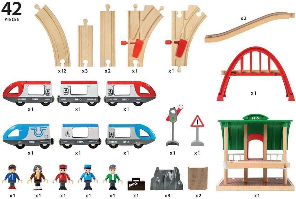 imageBRIO World 33512 Travel Switching Set Premium Wooden Train Toy Set with 42 Pieces amp Accessories Perfect for Children Ages 3 and Up Compatible with All BRIO Railway ToysBRIO World 33512 Travel Switching Set Premium Wooden Train Toy Set with 42 Pieces Accessories Perfect for Children Ages 3 and Up Compatible with All BRIO Railway Toys
