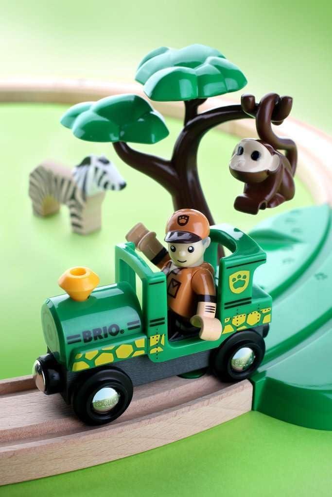 imageBRIO World 33720 Safari Railway Set Imaginitive Wooden Toy Train Set for Toddlers Creative Play Expansion Compatible Safety Tested Ideal for Kids Age 3 and Up