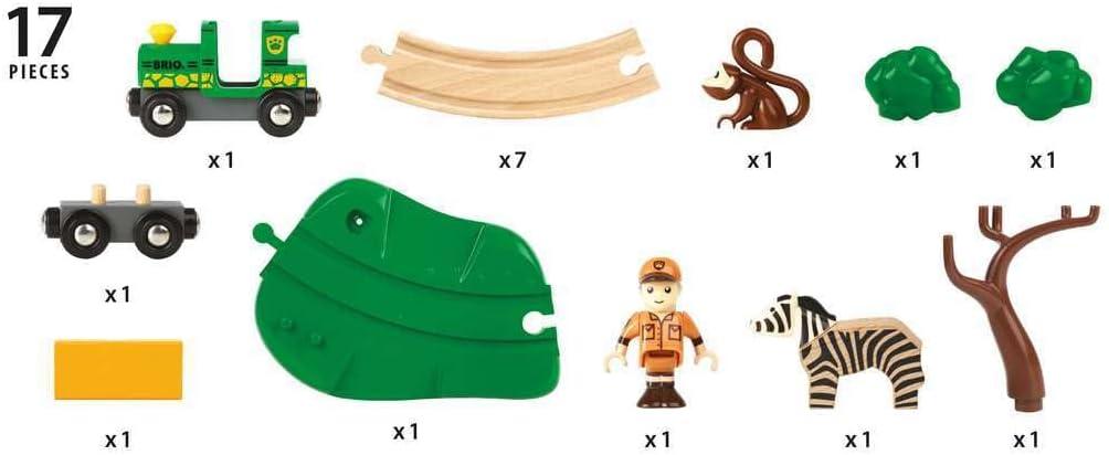 imageBRIO World 33720 Safari Railway Set Imaginitive Wooden Toy Train Set for Toddlers Creative Play Expansion Compatible Safety Tested Ideal for Kids Age 3 and Up