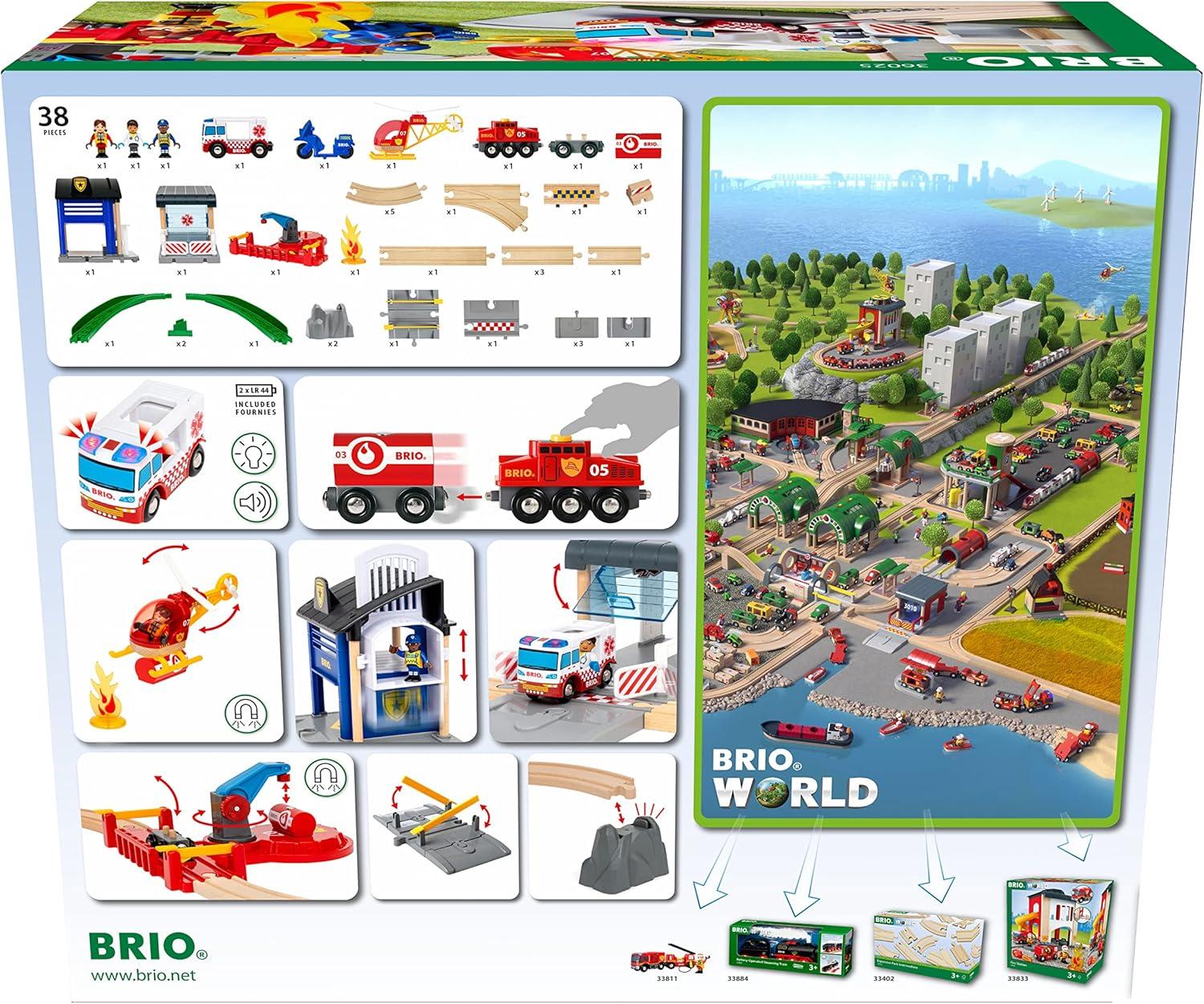 imageBRIO World 36025 Rescue Team Train Set 44Piece Interactive Toy for Kids Age 3 and Up MultiLevel Railway Play FSCCertified European Beech WoodBRIO World 36025 Rescue Team Train Set 44Piece Interactive Toy for Kids Age 3 and Up MultiLevel Railway Play FSCCertified European Beech Wood