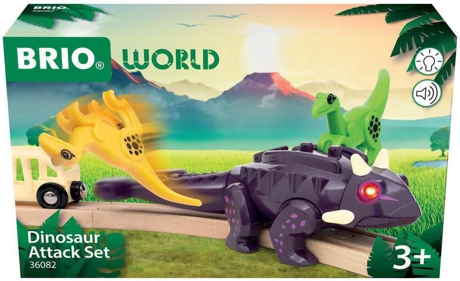 imageBRIO World 36082 Dinosaur Attack Set Train amp DinosaurThemed Playset for Kids Aged 3 Years Up