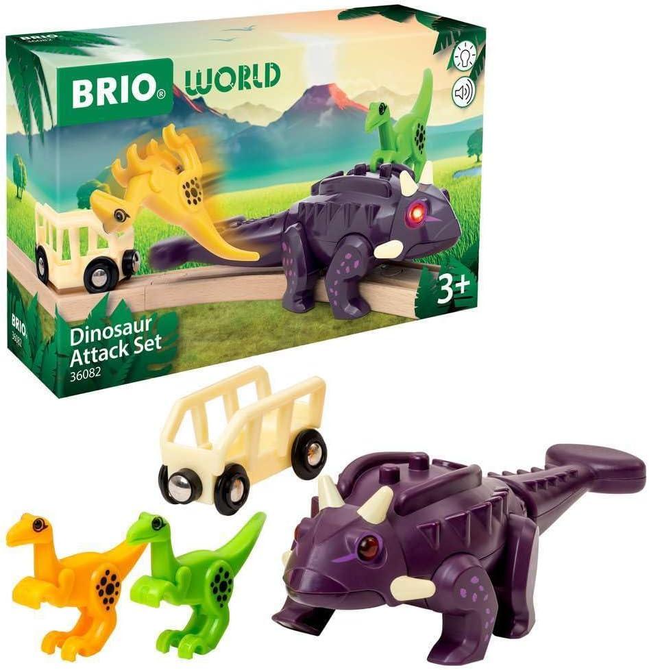 imageBRIO World 36082 Dinosaur Attack Set Train amp DinosaurThemed Playset for Kids Aged 3 Years Up
