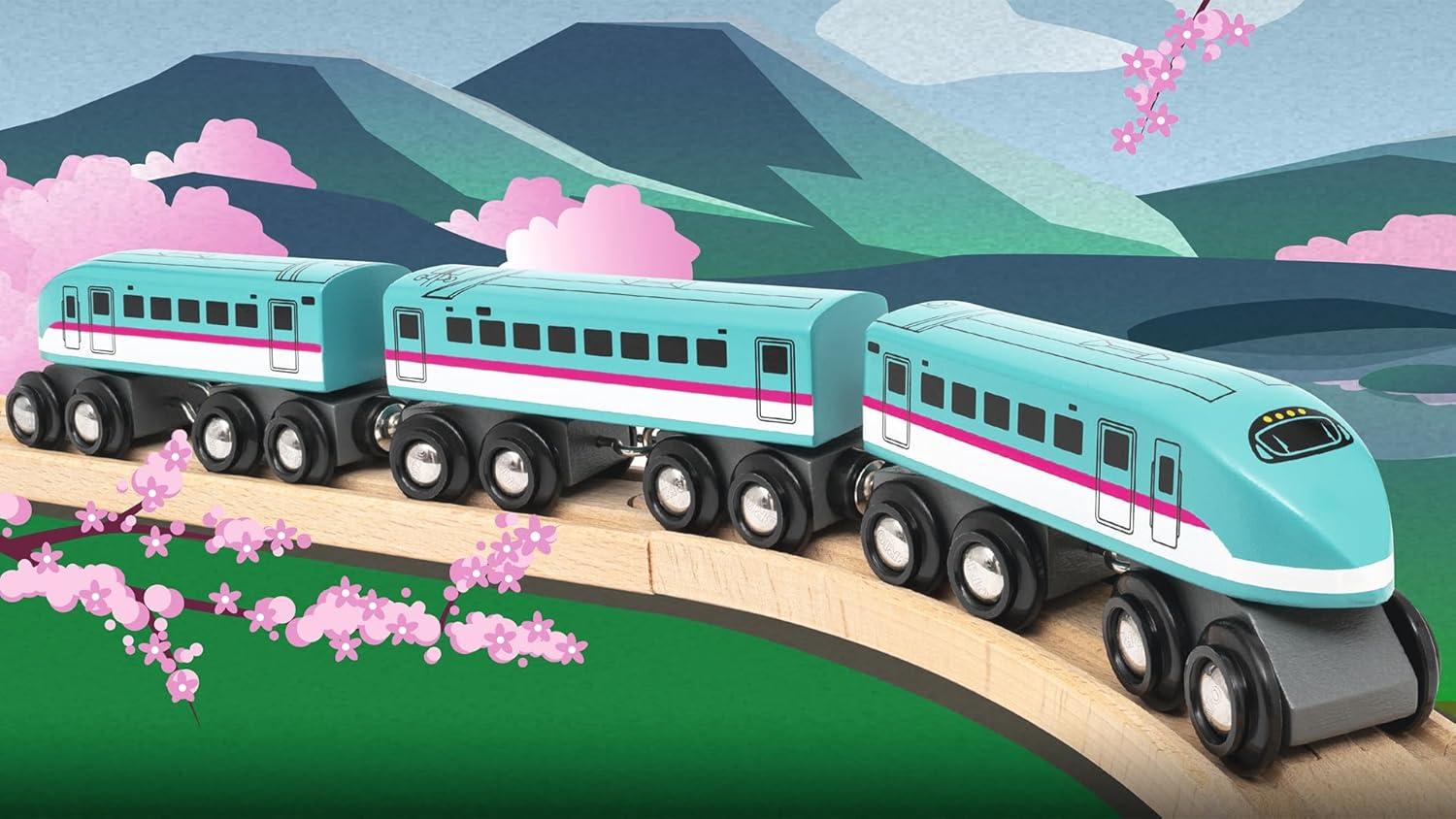 imageBRIO World 36086 Trains of The World Shinkansen Hayabusa Train Wooden Toy Train for Kids Aged 3 Years Up