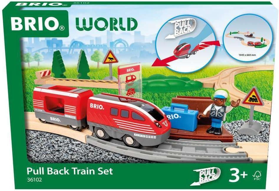 imageBRIO World 36102 Pull Back Train Set Toy Train Set for Kids Aged 3 Years Up