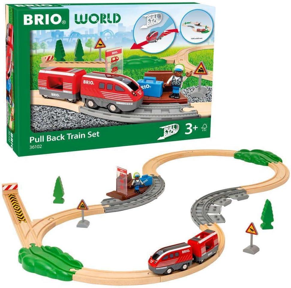imageBRIO World 36102 Pull Back Train Set Toy Train Set for Kids Aged 3 Years Up