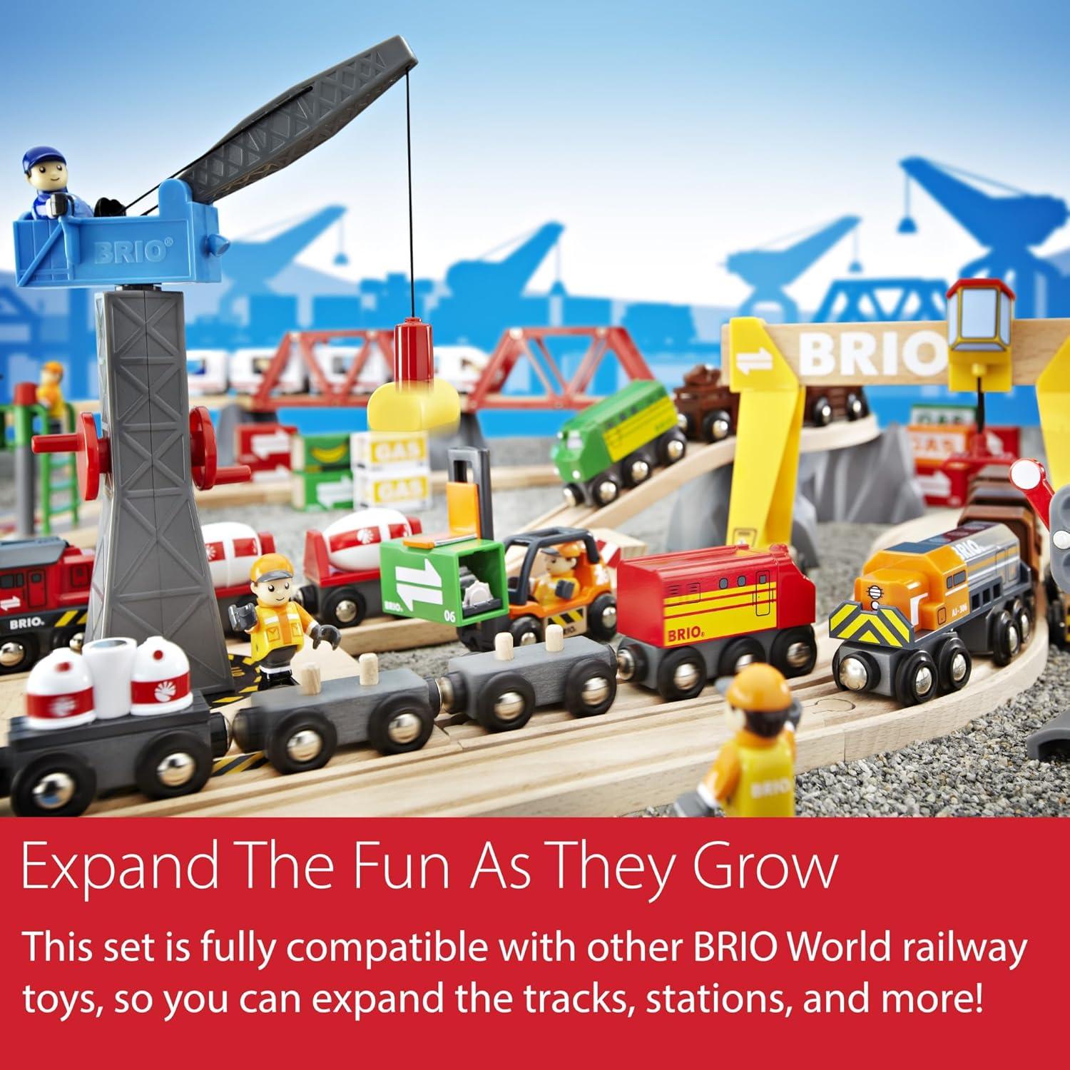 imageBRIO World Cargo Mountain Set 49Piece FSCCertified Wood Train Set amp Accessories Compatible with All BRIO Railway Sets Includes Crane Helicopter Caves amp More Fun Play for Kids Ages 3 amp UpBRIO World 36010 Cargo Mountain Set 49 Piece Wooden Train Set Toy for Kids Age 3 Up Dynamic Play Experience FSCCertified Materials Great Addition to Existing Train Sets