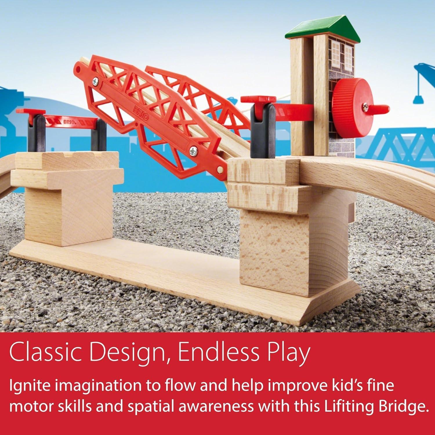 imageBRIO World Lifting Bridge Moveable Wooden Train Accessory FSCCertified Compatible with All BRIO Railway Sets Includes 1 Lift amp 2 Tracks Creative Fun amp Development Kids Ages 3 amp UpBridge