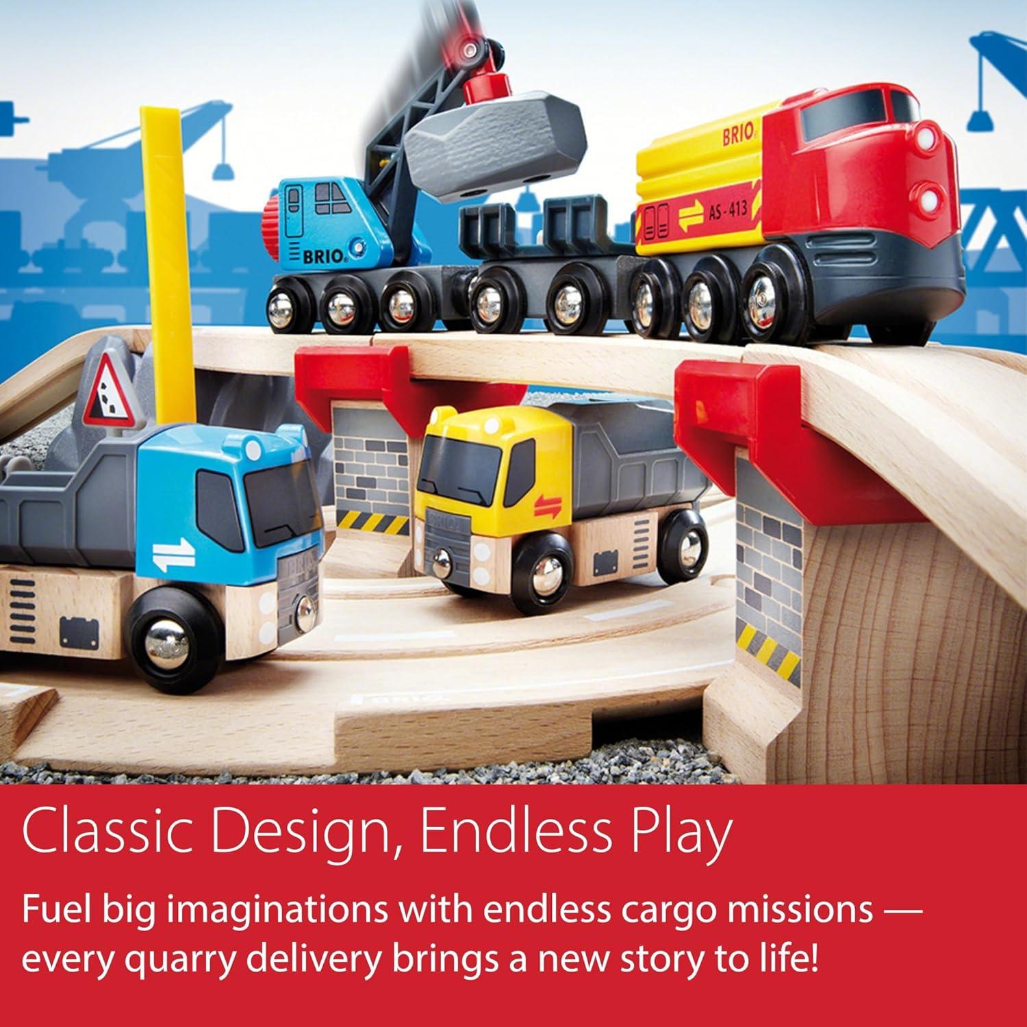 imageBRIO World Rail amp Road Loading Set 32Piece FSCCertified Wood Train Set amp Accessories Special Crane Car Flatbed Tracks amp More Works with All Wooden Railway Sets Fun Play for Ages 3Set