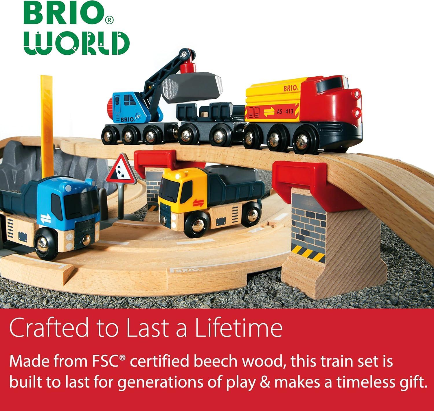 imageBRIO World Rail amp Road Loading Set 32Piece FSCCertified Wood Train Set amp Accessories Special Crane Car Flatbed Tracks amp More Works with All Wooden Railway Sets Fun Play for Ages 3Set