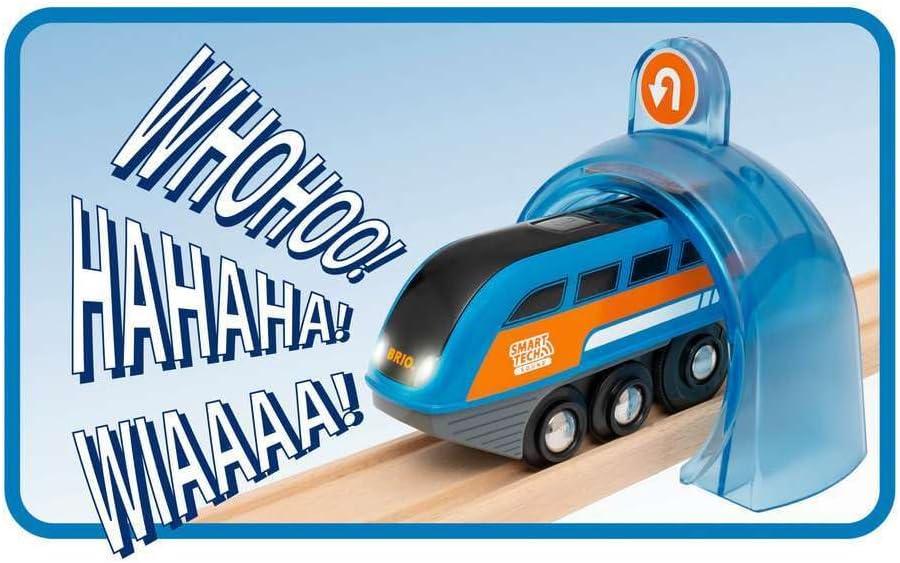 imageBrio 33974 WorldSmart Tech SoundAction Tunnel Circle Set Interactive Toy Train Set Enhances Motor Skills FSC Certified Wood Compatible with All BRIO Tracks and Vehicles