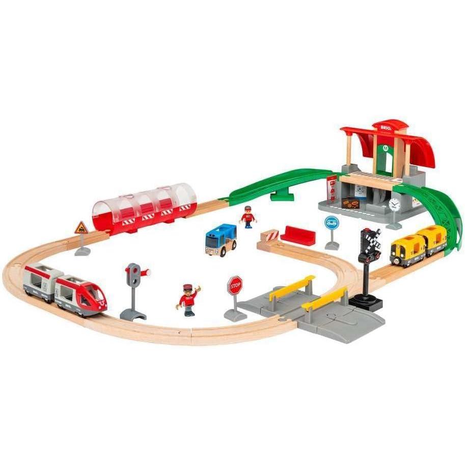 imageBRIO Central Station Set Interactive Wooden Train Track Set KidEngaging Design Safety Certified FSCCertified Wood