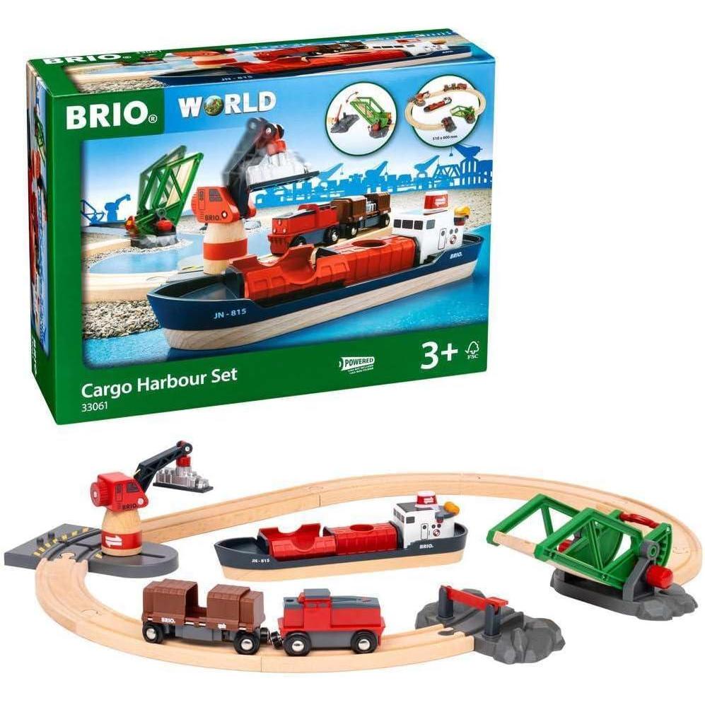 imageBRIO World 33061 Cargo Harbor Set 16Piece Train Set with Accessories Wooden Tracks Ideal Gift for Kids Aged 3 Certified Sustainable MaterialsBRIO World 33061 Cargo Harbor Set 16Piece Train Set with Accessories Wooden Tracks Ideal Gift for Kids Aged 3 Certified Sustainable Materials