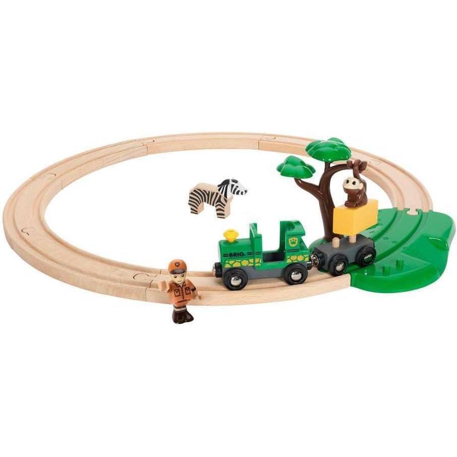 imageBRIO World 33720 Safari Railway Set Imaginitive Wooden Toy Train Set for Toddlers Creative Play Expansion Compatible Safety Tested Ideal for Kids Age 3 and Up