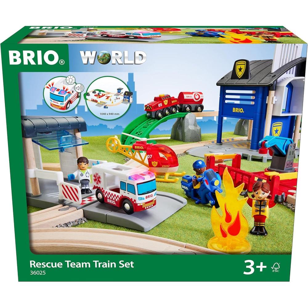 imageBRIO World 36025 Rescue Team Train Set 44Piece Interactive Toy for Kids Age 3 and Up MultiLevel Railway Play FSCCertified European Beech WoodBRIO World 36025 Rescue Team Train Set 44Piece Interactive Toy for Kids Age 3 and Up MultiLevel Railway Play FSCCertified European Beech Wood