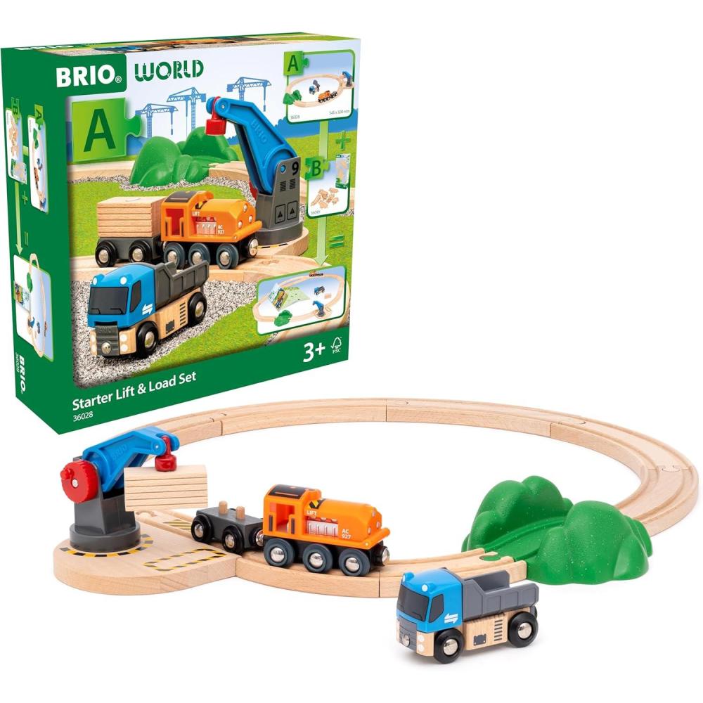 imageBRIO World  36028 Starter Lift amp Load Set  Toy Train Set for Kids Ages 3 Years and and Up