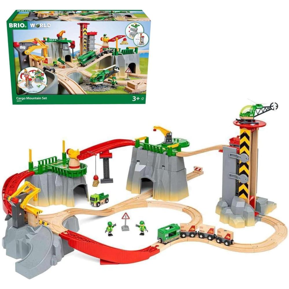 imageBRIO World Cargo Mountain Set 49Piece FSCCertified Wood Train Set amp Accessories Compatible with All BRIO Railway Sets Includes Crane Helicopter Caves amp More Fun Play for Kids Ages 3 amp UpBRIO World 36010 Cargo Mountain Set 49 Piece Wooden Train Set Toy for Kids Age 3 Up Dynamic Play Experience FSCCertified Materials Great Addition to Existing Train Sets