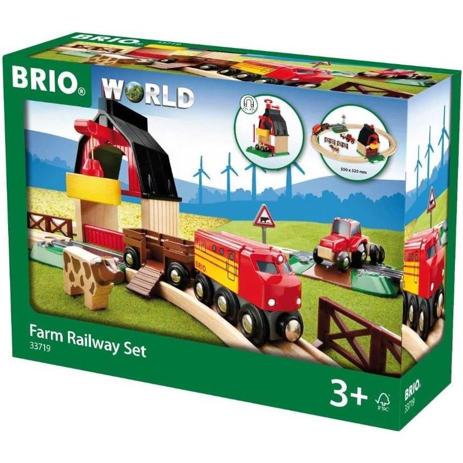 imageBRIO World Farm Railway Set  20Piece FSCCertified Wood Train Set amp Accessories  Works with All BRIO Wooden Railway Sets  Includes Barn Tractor Hay Crane Tracks amp More  Fun for Kids Ages 3BRIO 33719 Farm Railway Playset  Interactive Toy Train Set for Kids  FSCCertified Wood  Expandable Tracks  Promotes Skill Development