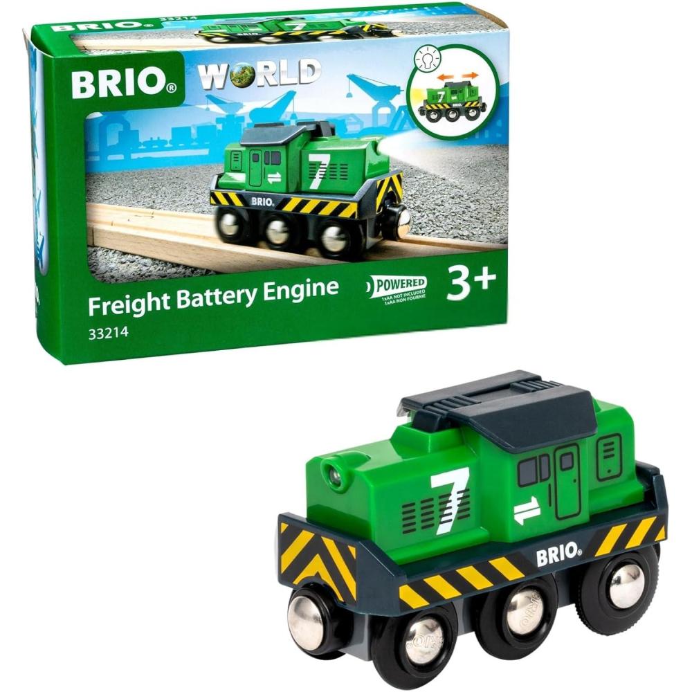imageBRIO World Freight Battery Engine BatteryOperated Toy Train for Wooden Tracks Powerful Motorized Train Engine Pulls The Longest Sets Works with All Railway Sets Ages 3 amp UpEngine