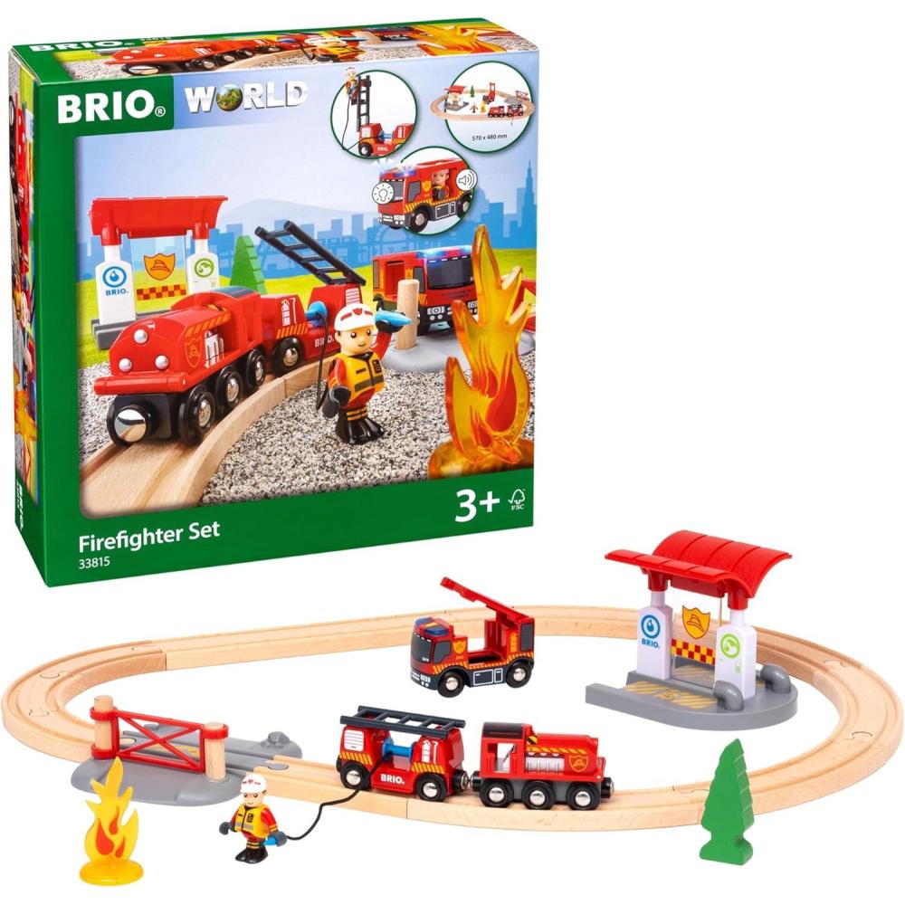 imageBRIO World Rescue Firefighter Set 18Piece FSCCertified Wood Train Set amp Accessories Fire Train Engine with Lights and Sound Wooden Tracks amp More Works with All Wooden Train Sets Ages 3 amp UpBRIO 33815 Rescue Firefighter Set 18 Piece Train Toy Set with Fire Truck and Accessories Kidfriendly Wooden Tracks Ideal for Toddlers Aged 3 and Up