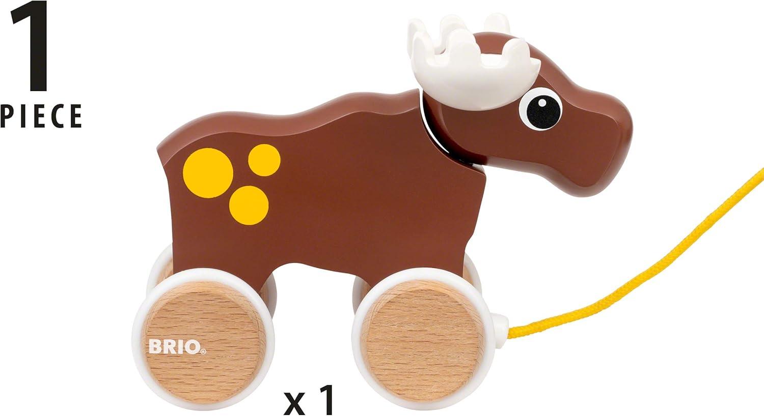 imageBRIO 30341 Moose Pull Along Toddler Toy for Kids 12 Months and Up Brown
