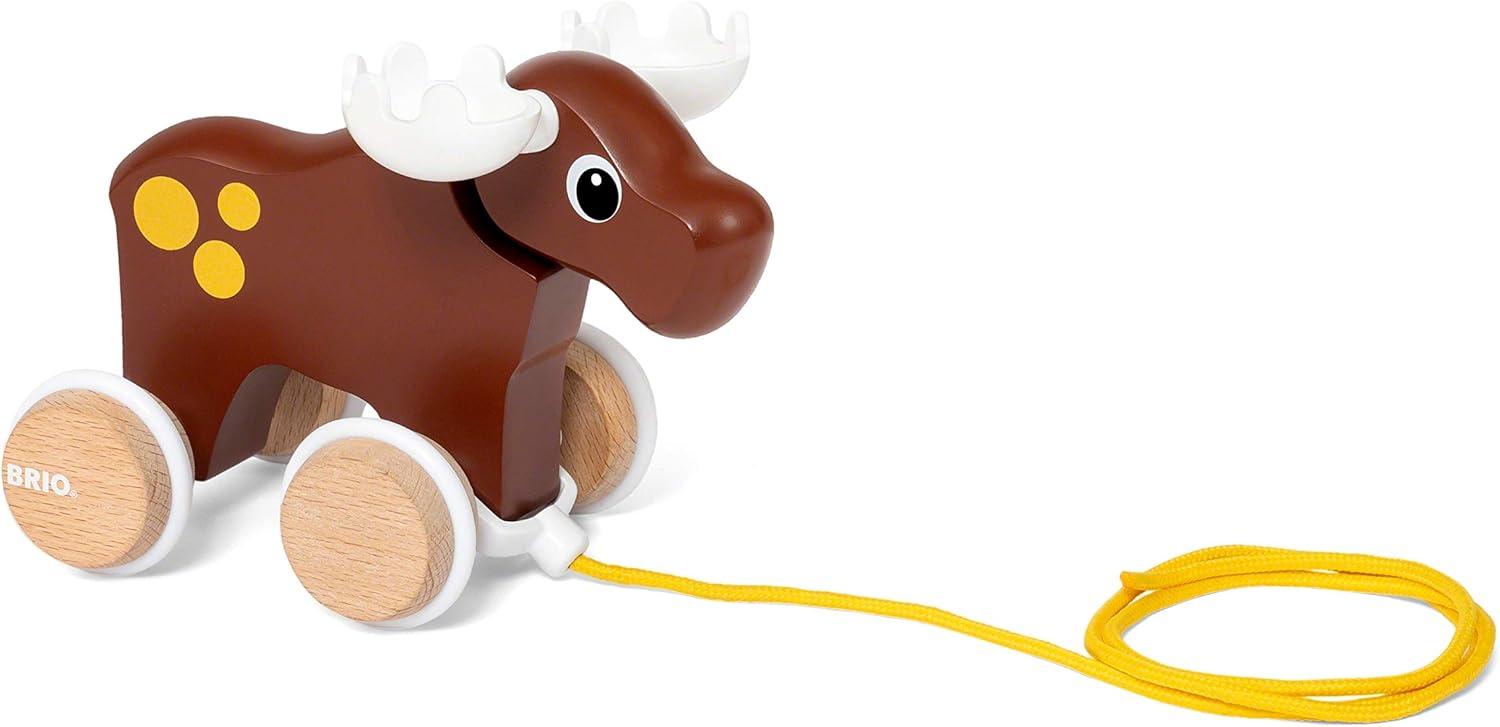 imageBRIO 30341 Moose Pull Along Toddler Toy for Kids 12 Months and Up Brown