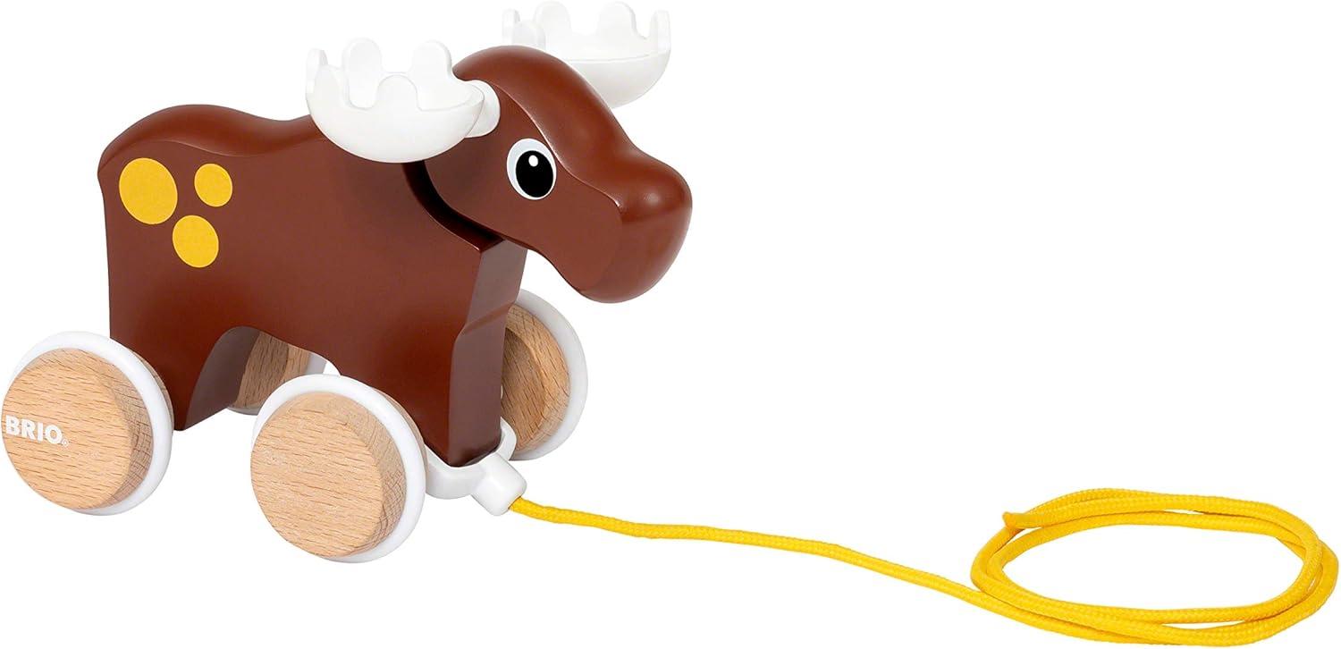 imageBRIO 30341 Moose Pull Along Toddler Toy for Kids 12 Months and Up Brown