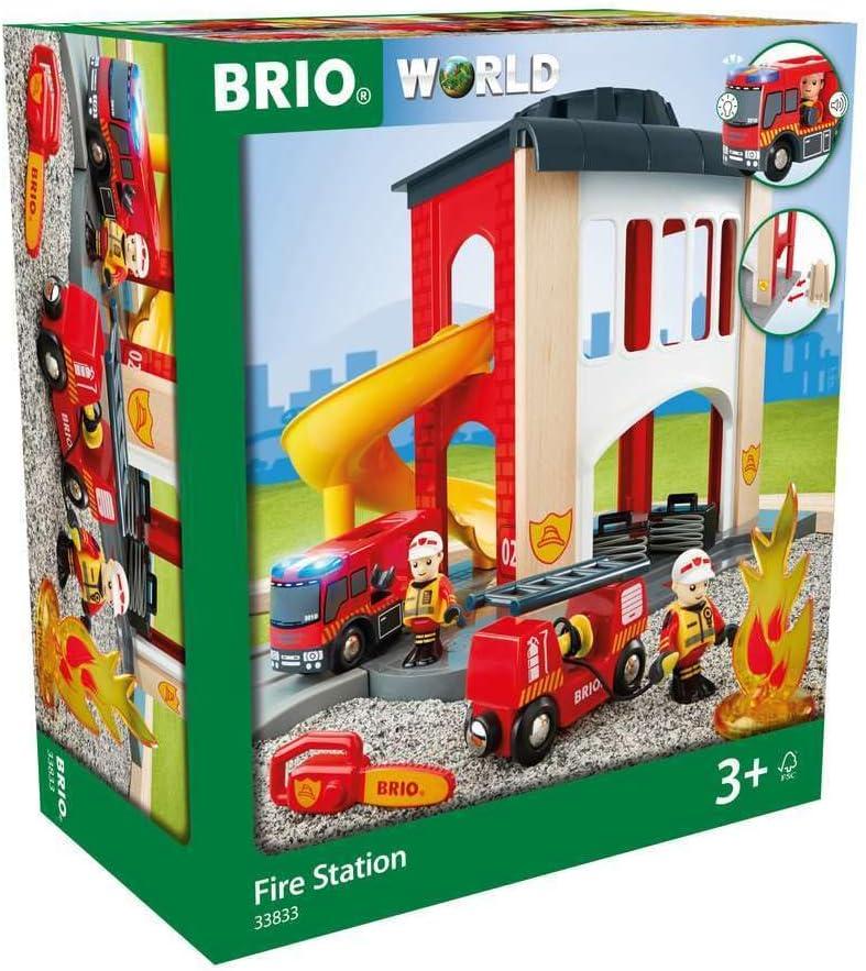 imageBRIO 33833 World Central Fire Station Interactive Toy Set with Fire Truck and Accessories Light and Sound Features Compatibility with All BRIO Railway Toys Safety Tested for Kids Ages 3