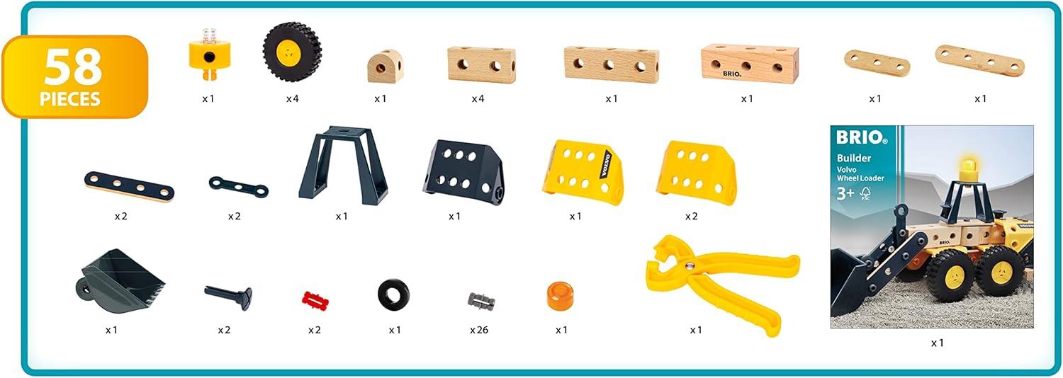 imageBRIO Builder 34598 Volvo Wheel Loader Educational Construction Toy for Kids Age 3 Years Up
