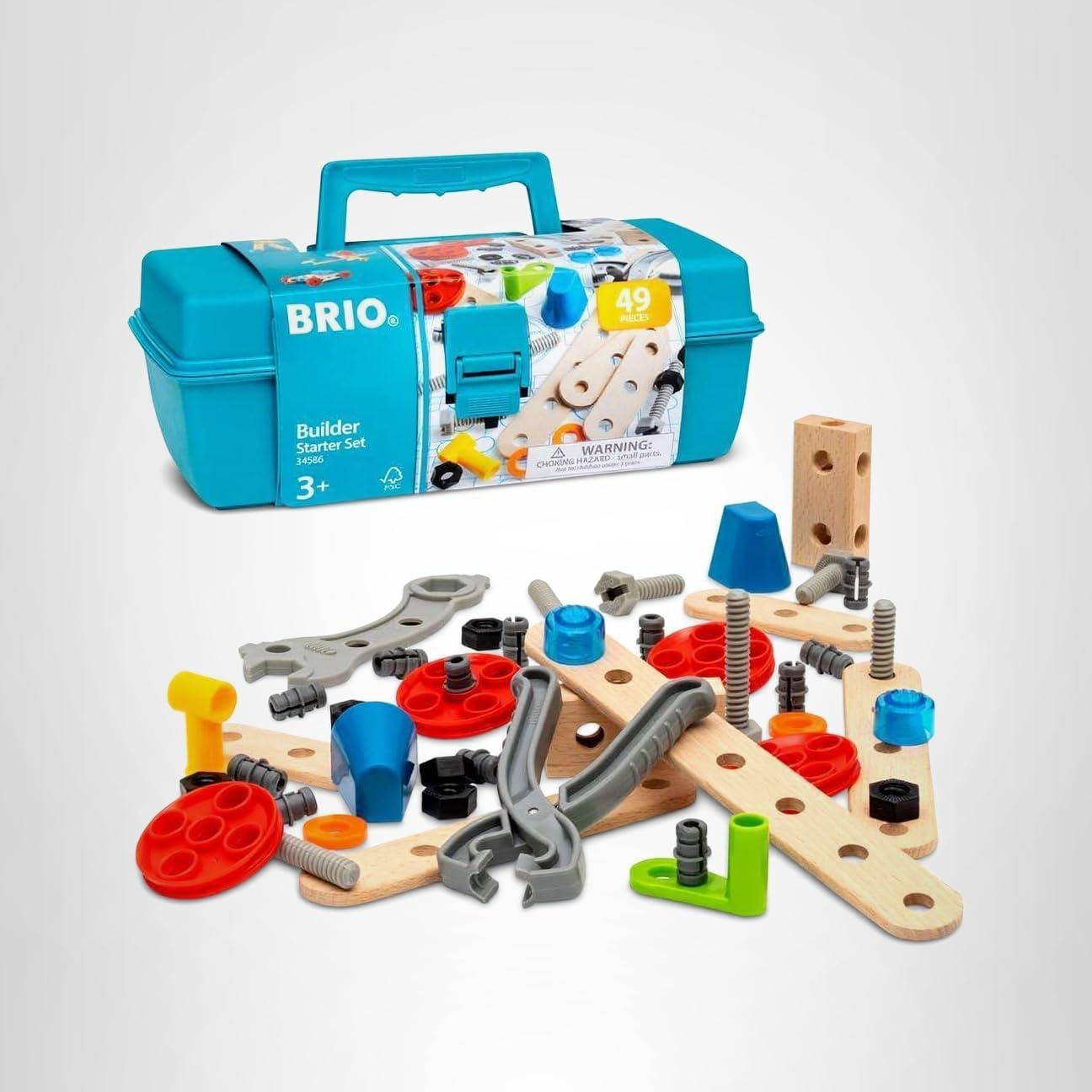 imageBRIO Builder Starter Set 34586 Comprehensive 49 Piece STEM Building Set Enhanced with Wood and Plastic Pieces Ideal Learning Toy for Kids Aged 3 and Up MESH AccreditedStarter Set