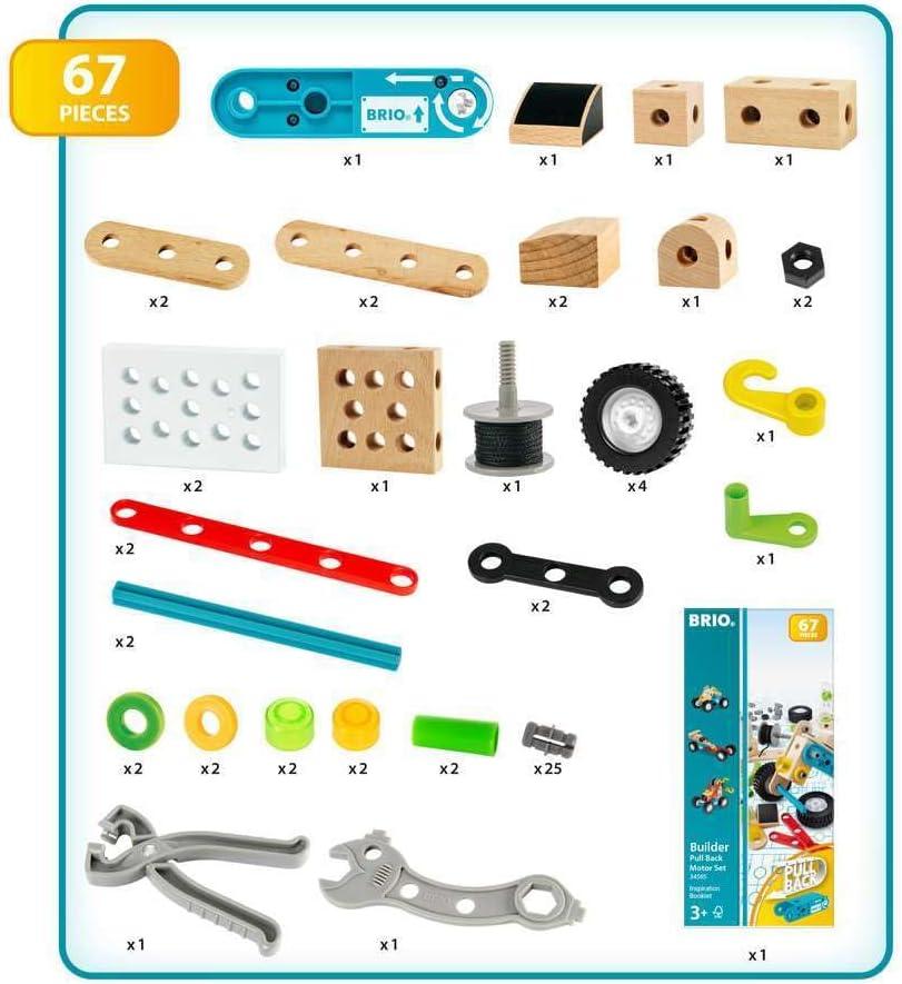 imageBRIO Builder Starter Set 34586 Comprehensive 49 Piece STEM Building Set Enhanced with Wood and Plastic Pieces Ideal Learning Toy for Kids Aged 3 and Up MESH AccreditedPullback Set