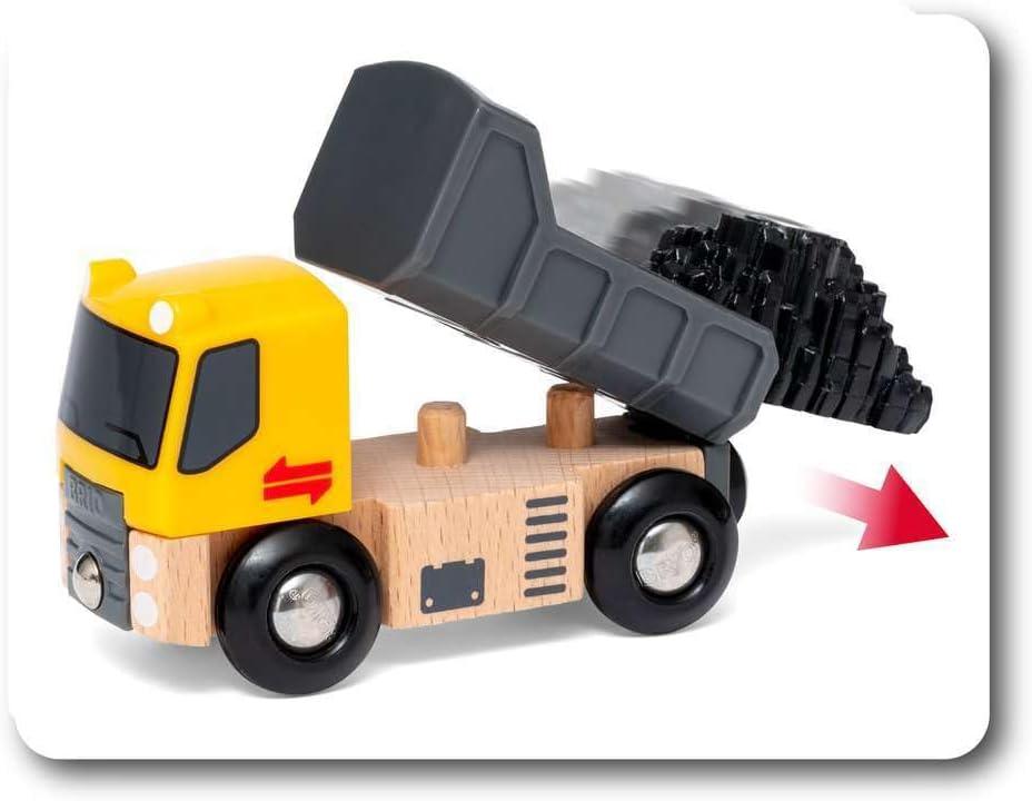 imageBRIO Construction Vehicles Premium Wooden Toy Train Set Fun and Educational Easy Magnetic Couplings FSC Certified Wood Ideal Christmas or Birthday Gift
