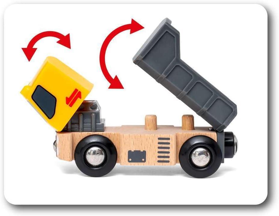 imageBRIO Construction Vehicles Premium Wooden Toy Train Set Fun and Educational Easy Magnetic Couplings FSC Certified Wood Ideal Christmas or Birthday Gift