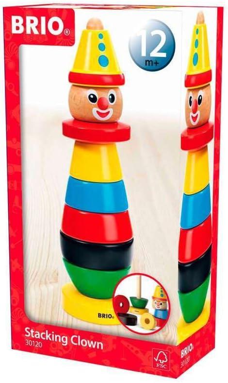 imageBRIO Infant amp Toddler 30120 Stacking Clown 9 Piece Wood Stacking Toy for Kids Ages 1 and Up