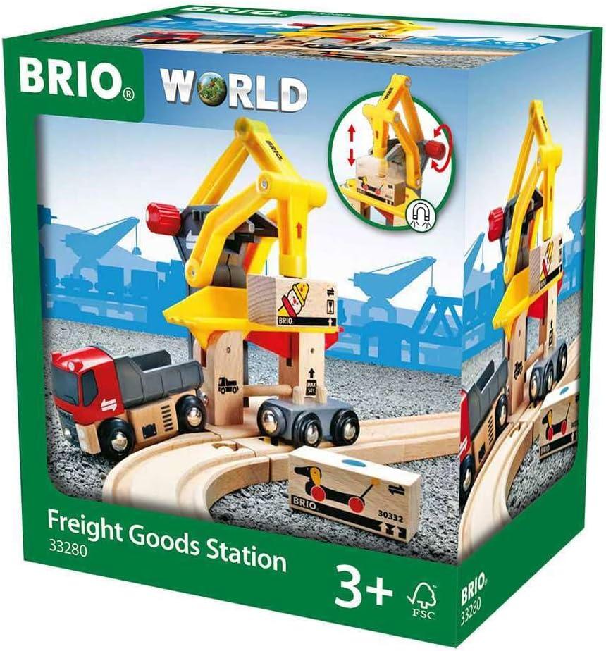 imageBRIO World 33280 Freight Goods Station Versatile Toy Train Set for Kids Interactive Play Sustainable Wood Construction Ideal for Toddlers Aged 3 and UpSingle