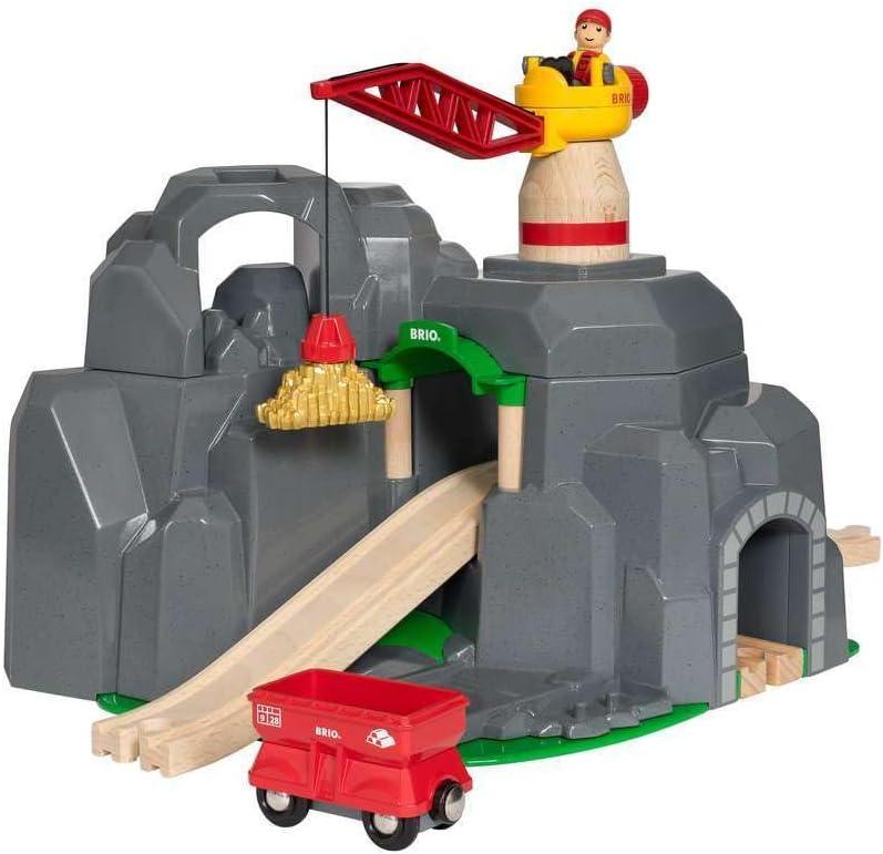 imageBRIO World 33889 Crane amp Mountain Tunnel 7 Piece Toy Train Accessory for Kids Interactive Play FSC Certified Wood Perfect for Ages 3 and UpTunnel