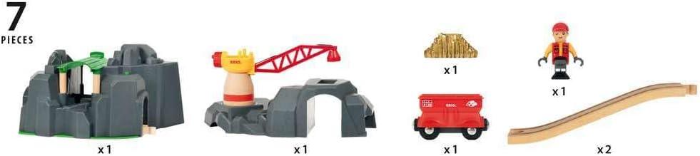 imageBRIO World 33889 Crane amp Mountain Tunnel 7 Piece Toy Train Accessory for Kids Interactive Play FSC Certified Wood Perfect for Ages 3 and UpTunnel