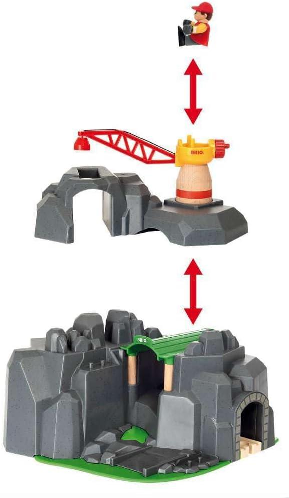 imageBRIO World 33889 Crane amp Mountain Tunnel 7 Piece Toy Train Accessory for Kids Interactive Play FSC Certified Wood Perfect for Ages 3 and UpTunnel