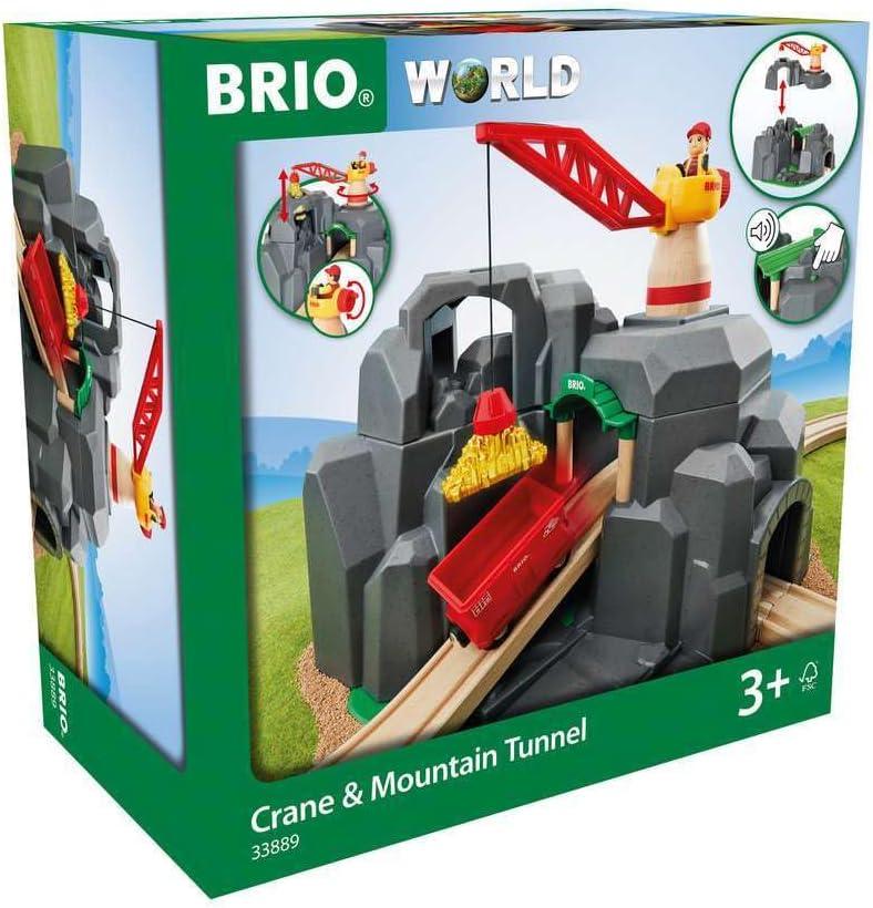 imageBRIO World 33889 Crane amp Mountain Tunnel 7 Piece Toy Train Accessory for Kids Interactive Play FSC Certified Wood Perfect for Ages 3 and UpTunnel
