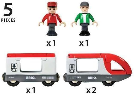 imageBRIO World 33505 Travel Train Set Premium 5 Piece Wooden Toy Set for Toddlers Ideal Birthday Compatible with All BRIO Railway Toys