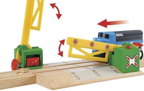 imageBRIO World 33750 Magnetic Action Crossing Interactive Wooden Toy Train Accessory Enhances HandEye Coordination Compatible with All BRIO Train Sets Ideal for Kids Ages 3 and UpSingle