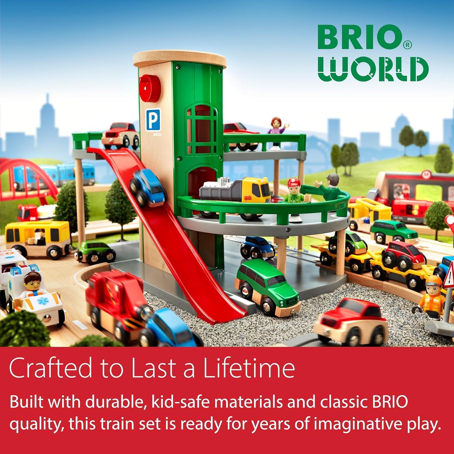imageBRIO World Battery Operated Action Train Motorized for Wooden Tracks Kids Electric Set Includes Moving Coal Wagon amp Rotating Cement Mixer Compatible with All Railway Sets Kids Ages 3 amp UpTrain