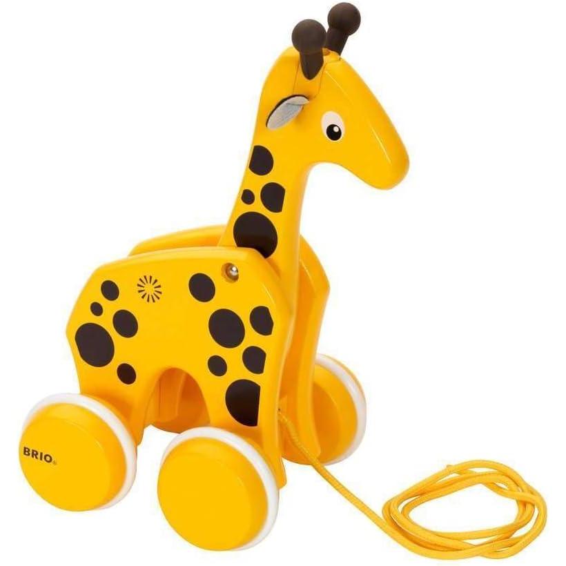 imageBRIO 30200 Infant amp Toddler Pull Along Giraffe Wood Baby Toy with Bobbing Head for Kids Ages 1 and up YellowBrown