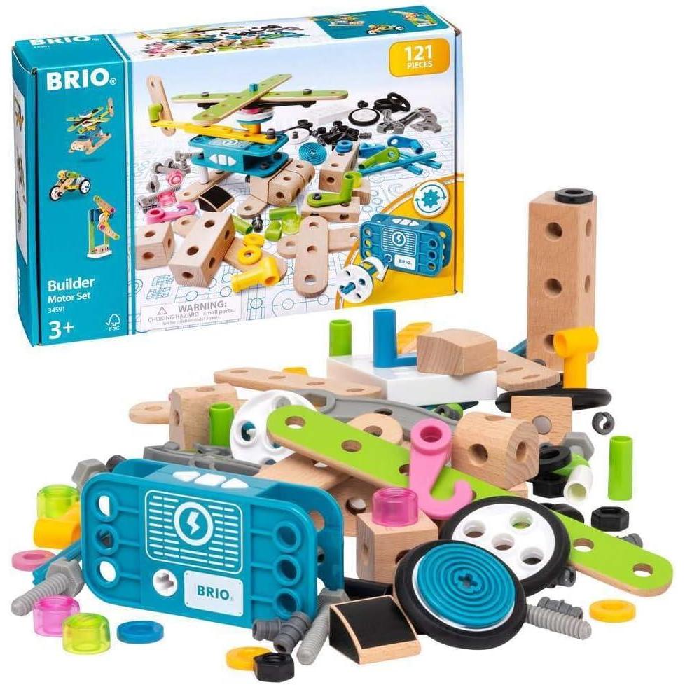 imageBRIO Builder 34587 Construction Set 136Piece STEM Toy with Wood and Plastic for Kids Enhances Creative Skills Safety Tested Age 3 and UpMotor Set