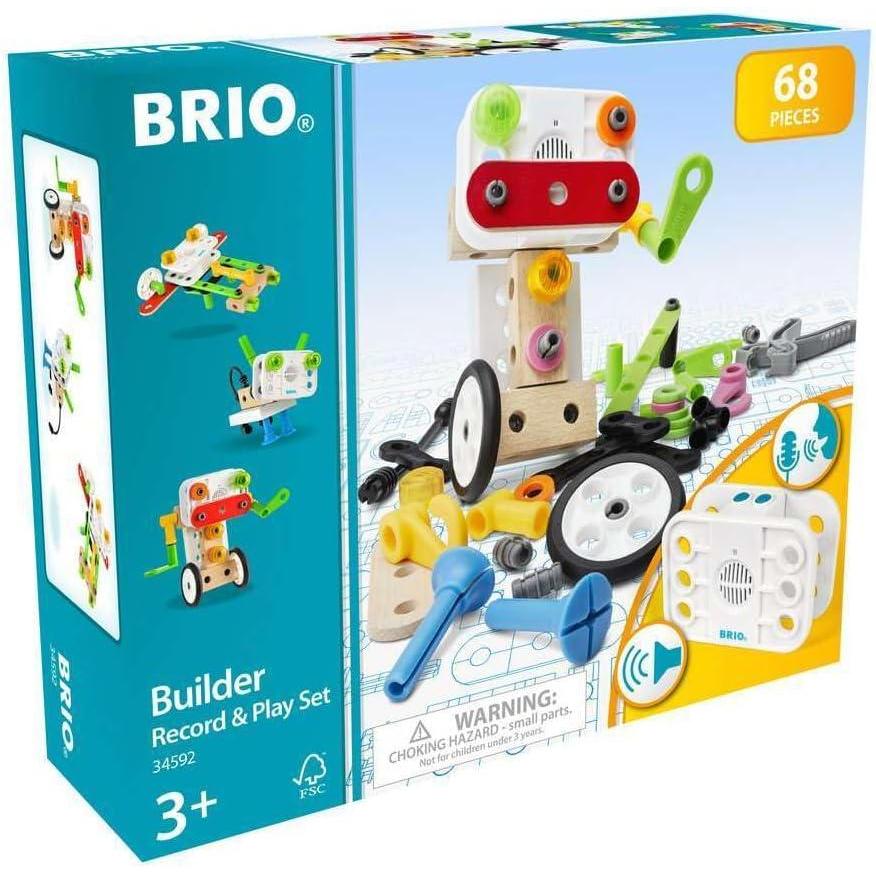 imageBRIO Builder 34587 Construction Set  136Piece STEM Toy with Wood and Plastic for Kids  Enhances Creative Skills  Safety Tested  Age 3 and UpRecord  Play Set