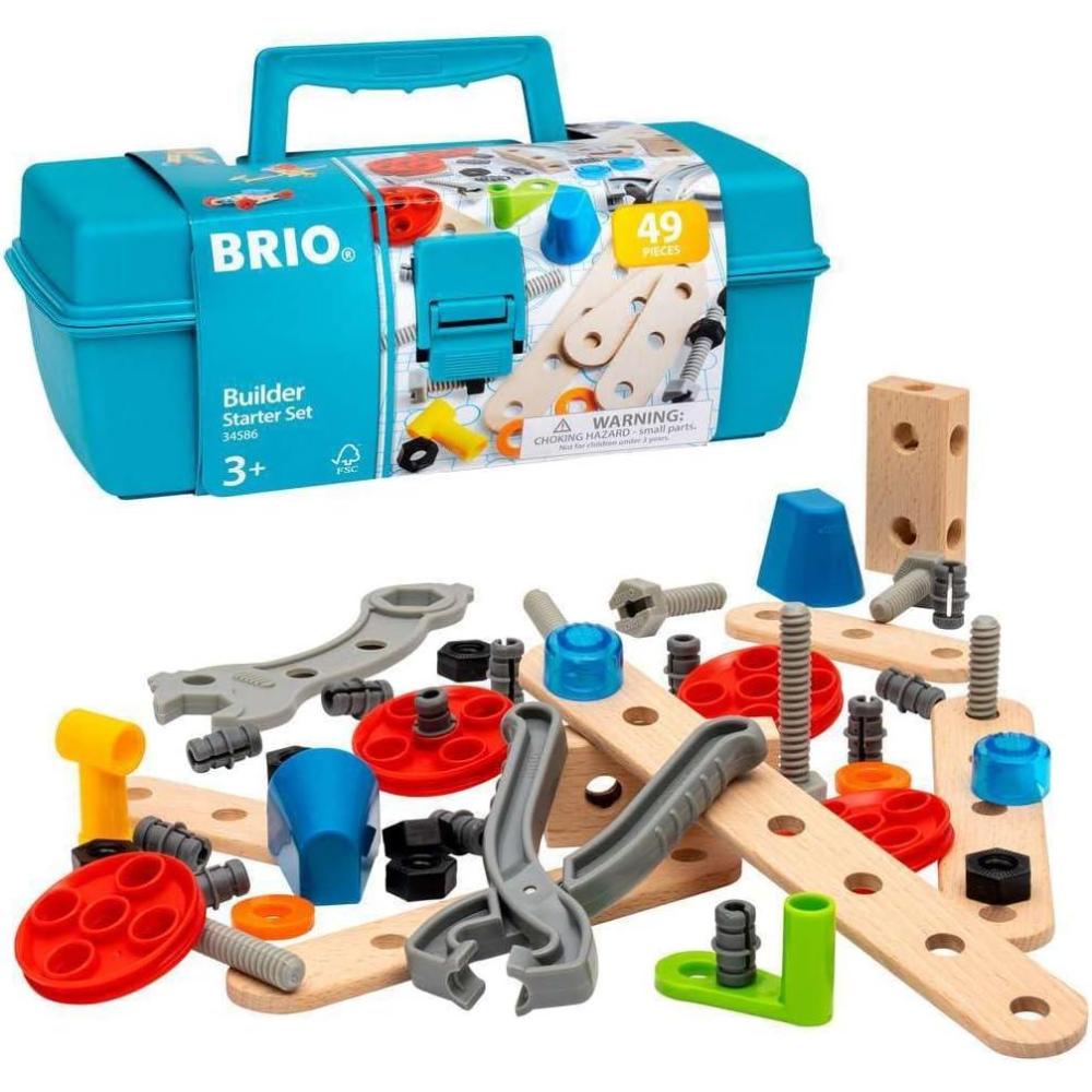 imageBRIO Builder Starter Set 34586 Comprehensive 49 Piece STEM Building Set Enhanced with Wood and Plastic Pieces Ideal Learning Toy for Kids Aged 3 and Up MESH AccreditedStarter Set