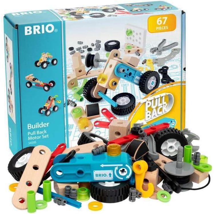 imageBRIO Builder Starter Set 34586 Comprehensive 49 Piece STEM Building Set Enhanced with Wood and Plastic Pieces Ideal Learning Toy for Kids Aged 3 and Up MESH AccreditedPullback Set
