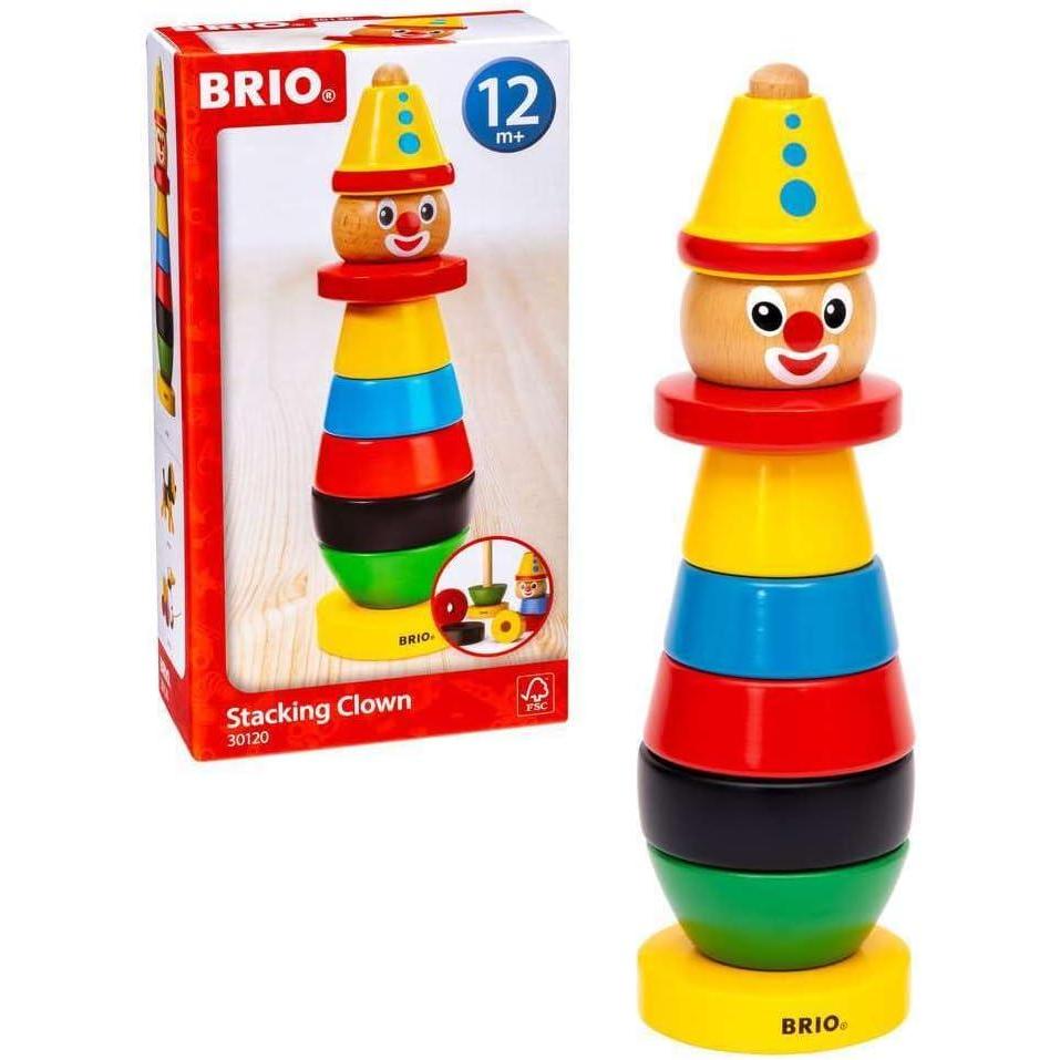 imageBRIO Infant amp Toddler 30120 Stacking Clown 9 Piece Wood Stacking Toy for Kids Ages 1 and Up