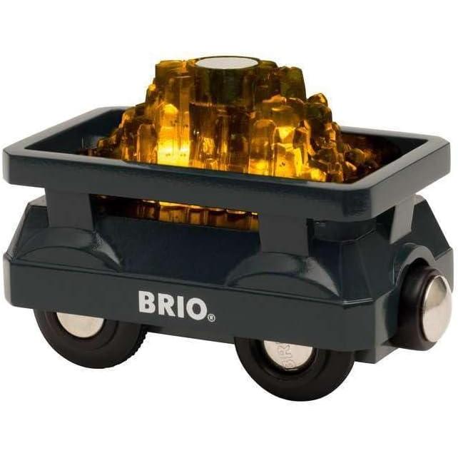 imageBRIO World 33896 Light Up Gold Wagon Interactive 2 Piece Toy Wagon Set Enhances Creativity Compatible with All Toys Safe and Tested for Kids Ages 3 and Up